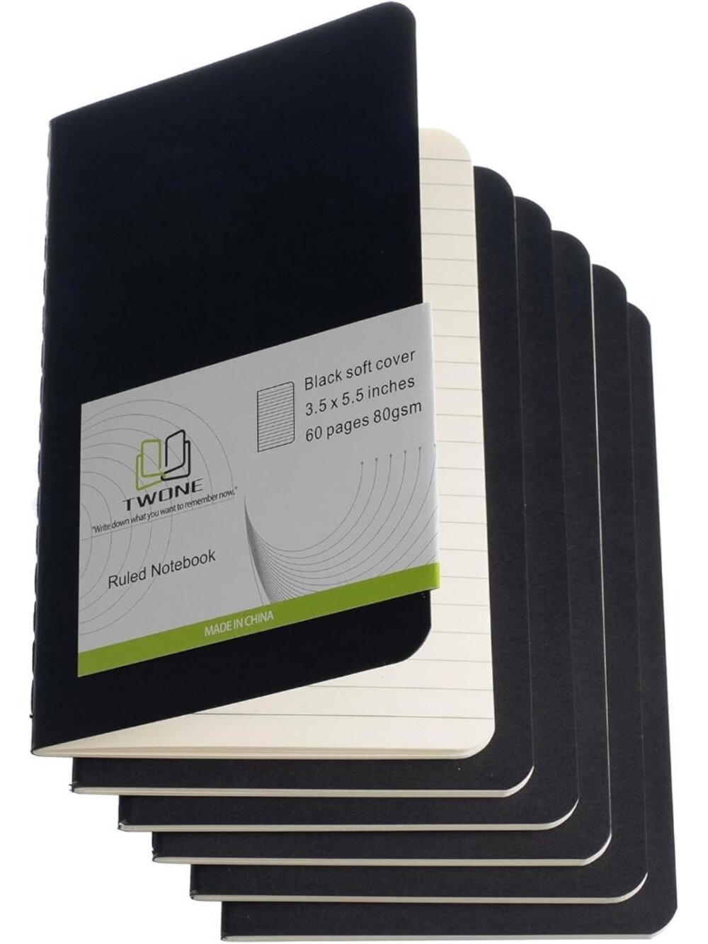 6 Pack Mini Pocket Notebooks, 3.5 by 5.5 Inches 90 x 140 mm, Black Cardstock Jou